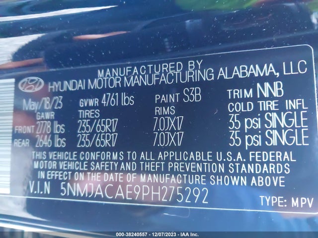 Hyundai TUCSON SE 2023 5NMJACAE9PH275292 Image 9