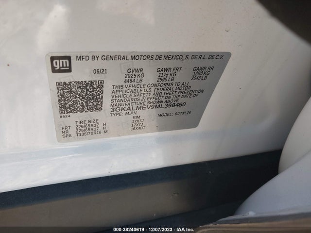 3GKALMEV9ML398460 GMC Terrain Fwd Sle
