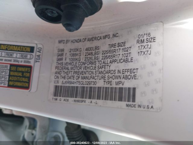 5J6RM4H75GL029730 Honda Cr-v Ex-l