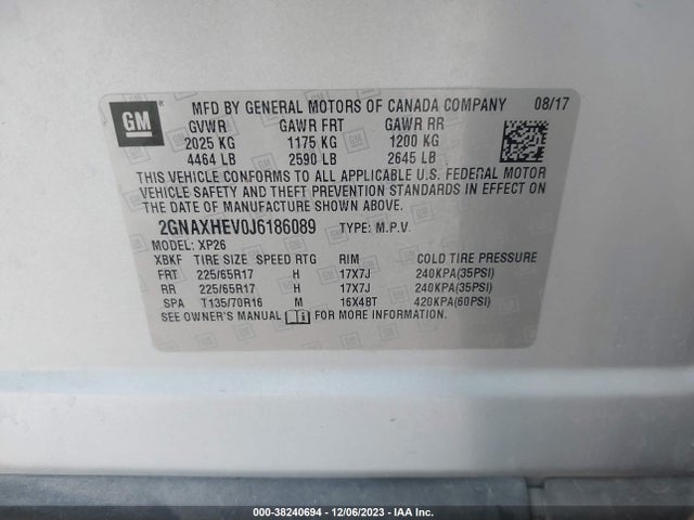 Chevrolet EQUINOX LS 2018 2GNAXHEV0J6186089 Image 9