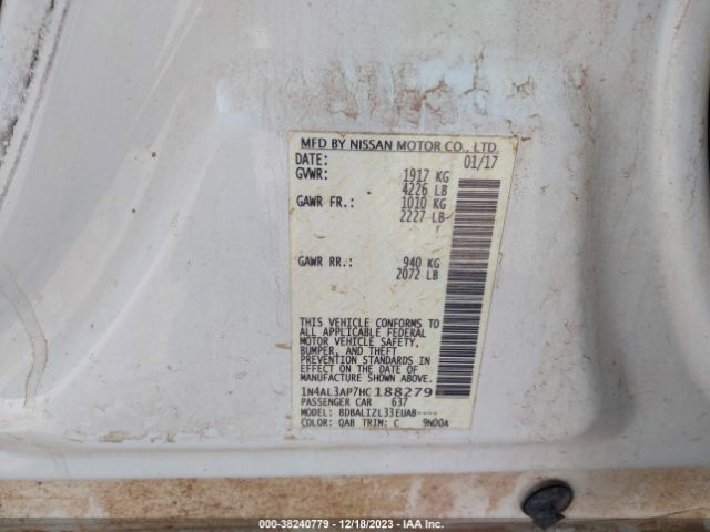 1N4AL3AP7HC188279 Nissan Altima 2.5 Sv