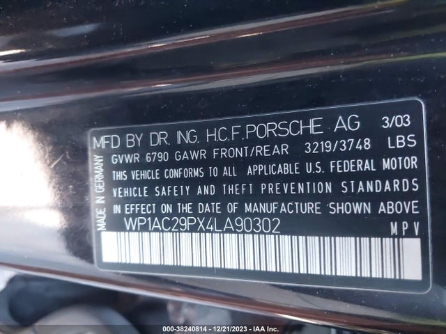 2004 PORSCHE CAYENNE WP1AC29PX4LA90302 Photo 8