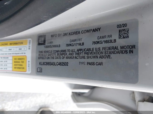 Chevrolet Spark Fwd Ls Automatic 2020 KL8CB6SA3LC462502 Image 9