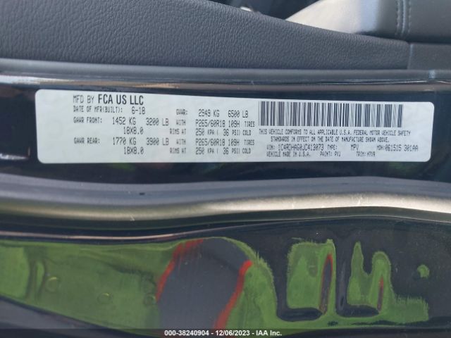 1C4RDHAG0JC413073 Dodge Durango Sxt Rwd