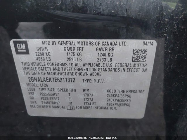 Chevrolet EQUINOX LS 2014 2GNALAEK7E6317372 Image 9