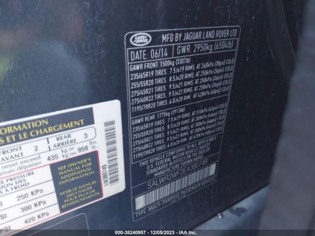 SALWR2WF2EA380749 Land Rover Range Rover Sport 3.0l V6 Supercharged Hse