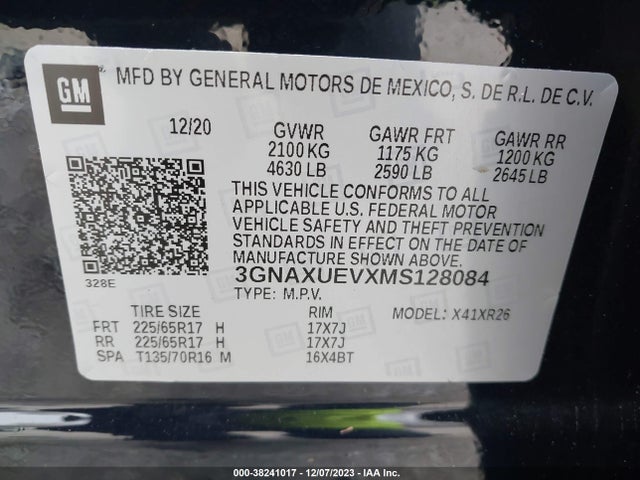 Chevrolet Equinox Awd Lt 2021 3GNAXUEVXMS128084 Image 9