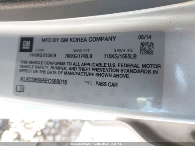 Chevrolet Spark 1lt Auto 2014 KL8CD6S95EC568016 Image 9