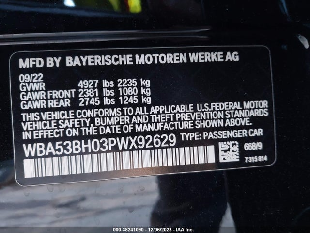 BMW 530I 2023 WBA53BH03PWX92629 Image 9