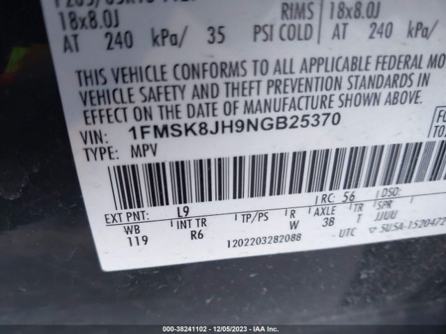 1FMSK8JH9NGB25370 Ford Explorer Timberline
