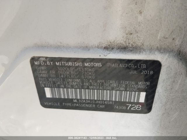 ML32A3HJ1JH014581 Mitsubishi MIRAGE ES
