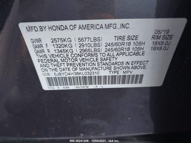 Acura Mdx Standard 2019 5J8YD4H38KL032310 Image 9