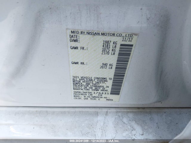 2013 NISSAN ALTIMA 3.5 SV VIN: 1N4BL3AP3DC176435
