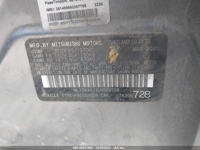Mitsubishi Mirage Se/es 2020 ML32A3HJ3LH009708 Image 9