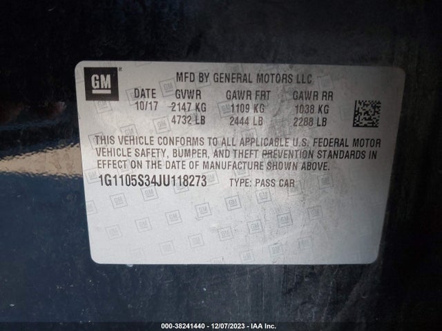 Chevrolet IMPALA 1LT 2018 1G1105S34JU118273 Image 9