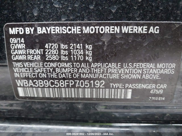 BMW 335i Xdrive 2015 WBA3B9C58FP705192 Image 9
