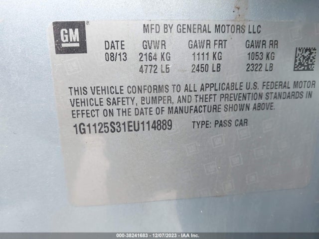 Chevrolet Impala 2lt 2014 1G1125S31EU114889 Image 9