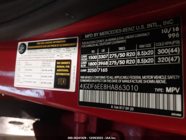 4JGDF6EE8HA863010 Mercedes-Benz Gls 450