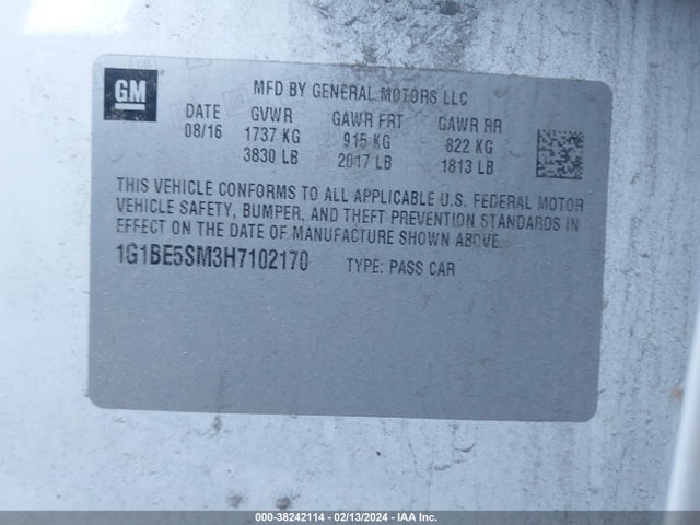 Chevrolet Cruze Lt Auto 2017 1G1BE5SM3H7102170 Image 9