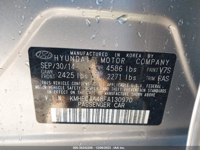 2015 HYUNDAI SONATA HYBRID VIN: KMHEC4A48FA130970