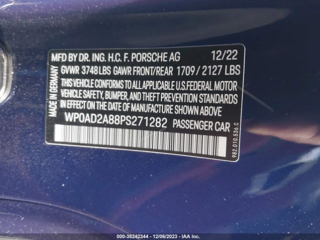 2023 PORSCHE 718 CAYMAN WP0AD2A88PS271282 Photo 8