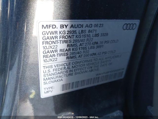 WA1FVBF15PD039736 Audi Q8 Prestige 55 Tfsi Quattro Tiptronic