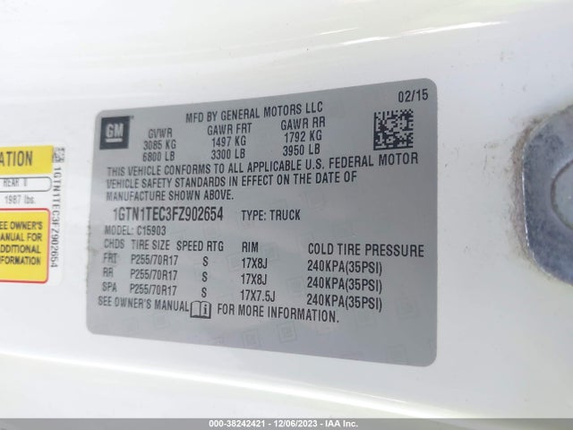 GMC SIERRA 1500 2015 1GTN1TEC3FZ902654 Image 9