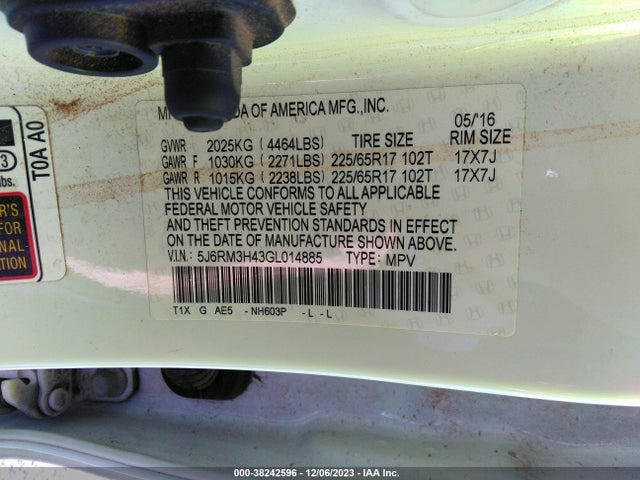 Honda CR-V SE 2016 5J6RM3H43GL014885 Image 9