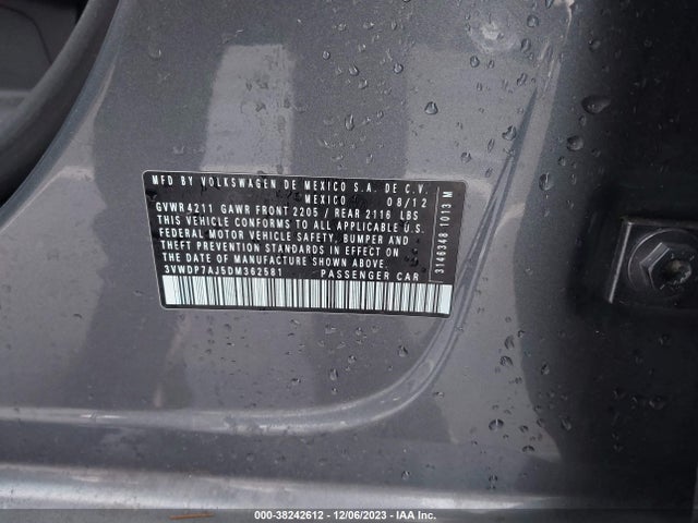 2013 VOLKSWAGEN JETTA 2.5L SE VIN: 3VWDP7AJ5DM362581
