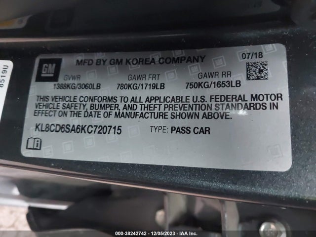 Chevrolet Spark 1lt Cvt 2019 KL8CD6SA6KC720715 Image 9