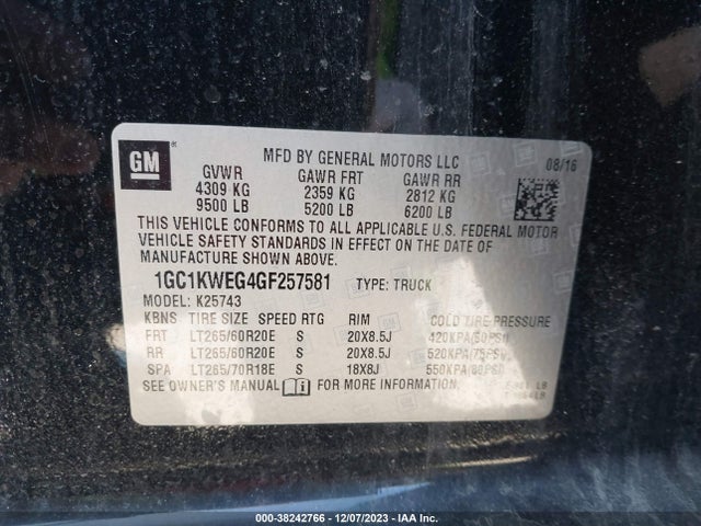 Chevrolet Silverado 2500hd Ltz 2016 1GC1KWEG4GF257581 Image 9