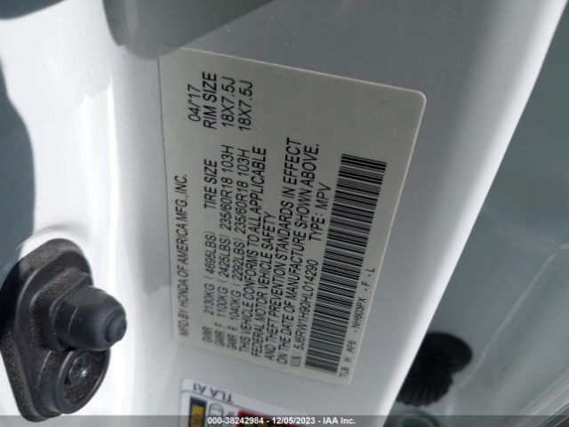 5J6RW1H90HL014290 Honda Cr-v Touring