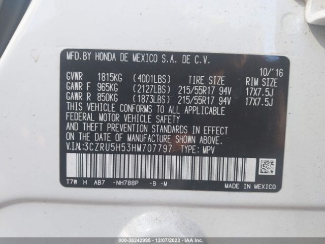 3CZRU5H53HM707797 Honda HR-V EX