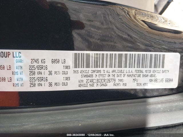 2012 CHRYSLER TOWN & COUNTRY TOURING VIN: 2C4RC1BG3CR126779