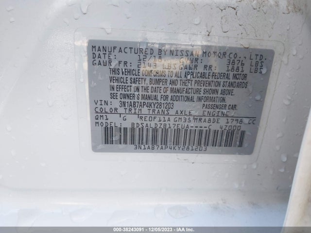 2019 NISSAN SENTRA SV VIN: 3N1AB7AP4KY281203
