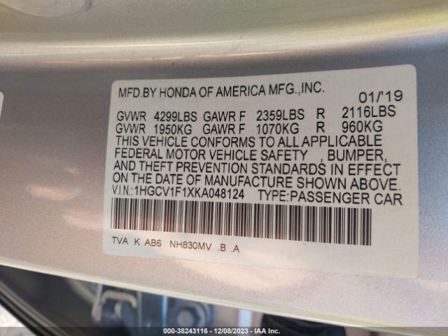 1HGCV1F1XKA048124 Honda ACCORD LX