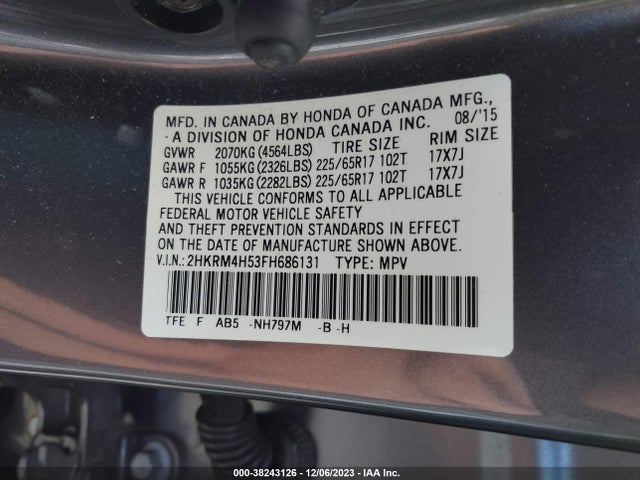 Honda CR-V EX 2015 2HKRM4H53FH686131 Image 9