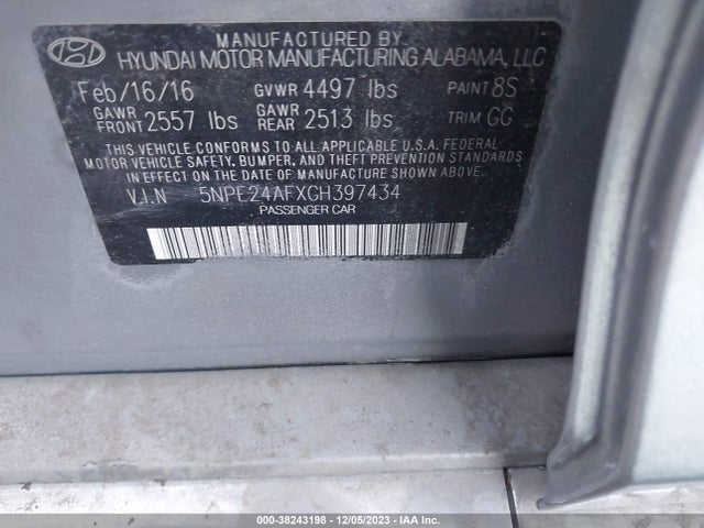 Hyundai SONATA SE 2016 5NPE24AFXGH397434 Image 9