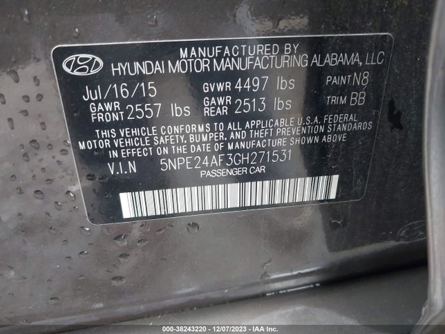 Hyundai SONATA SE 2016 5NPE24AF3GH271531 Image 9