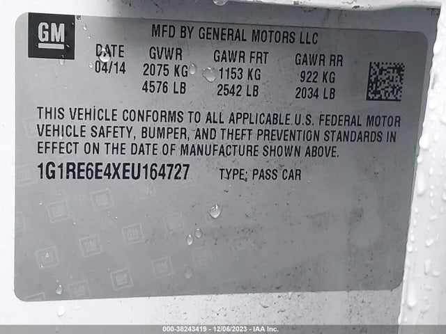 Chevrolet Volt 2014 1G1RE6E4XEU164727 Image 9