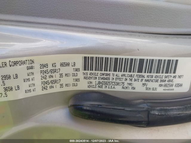 2007 JEEP COMMANDER 1J8HG58257C530175 Photo 8