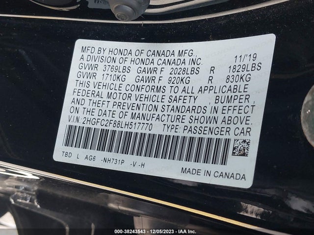 Honda Civic Sport 2020 2HGFC2F88LH517770 Image 9