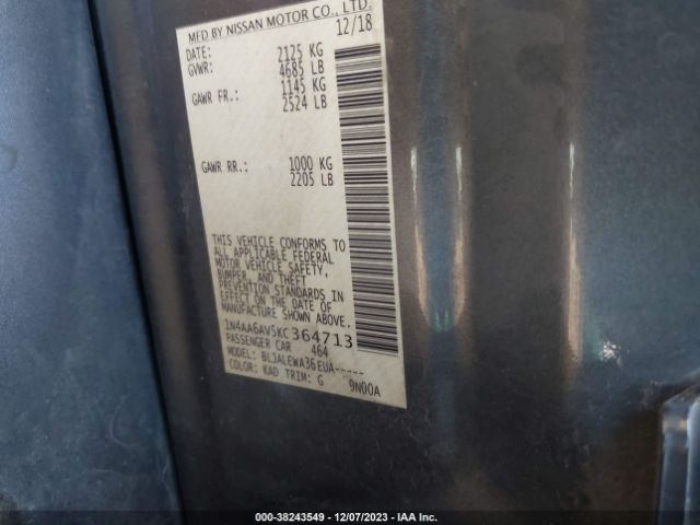 1N4AA6AV5KC364713 Nissan Maxima 3.5 Sl
