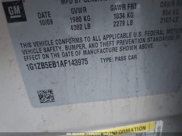 2010 CHEVROLET MALIBU LS VIN: 1G1ZB5EB1AF143975