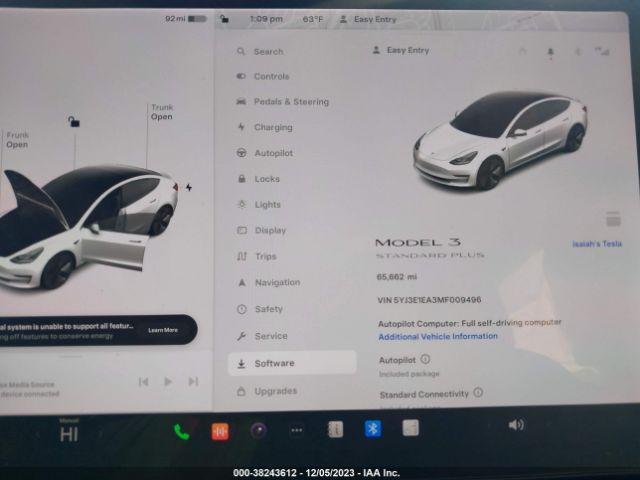 5YJ3E1EA3MF009496 Tesla Model 3 Standard Range Plus Rear-wheel Drive