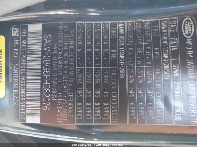 SALVP2BG6FH982076 Land Rover Range Rover Evoque Pure