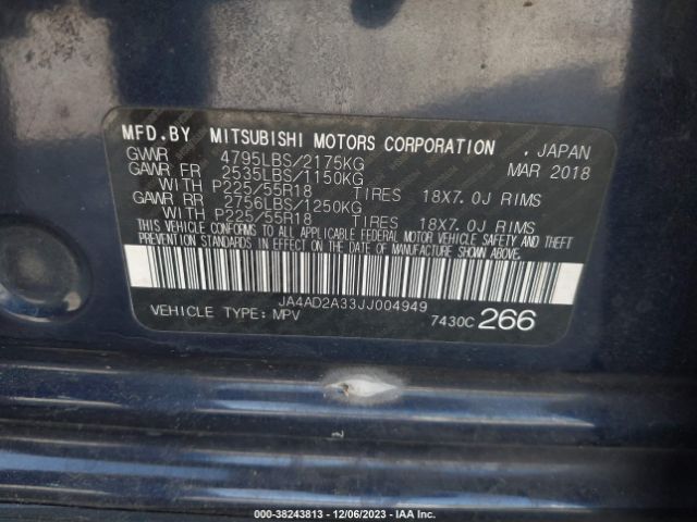 2018 MITSUBISHI OUTLANDER JA4AD2A33JJ004949 Photo 8
