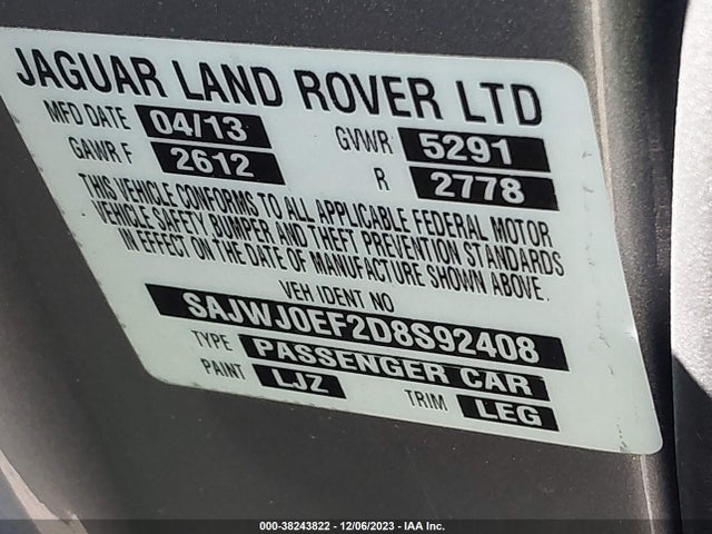 2013 JAGUAR XF SAJWJ0EF2D8S92408 Photo 8