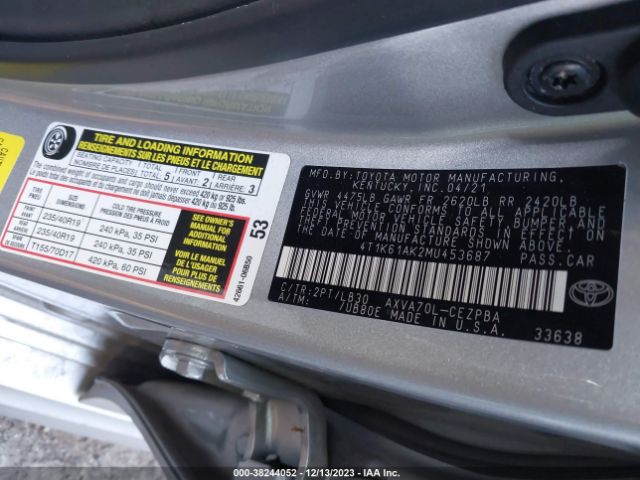 2021 TOYOTA CAMRY 4T1K61AK2MU453687 Photo 8
