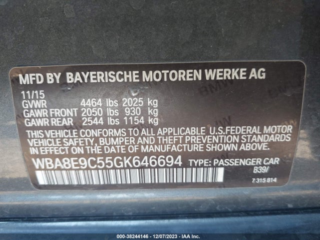 WBA8E9C55GK646694 BMW 328I